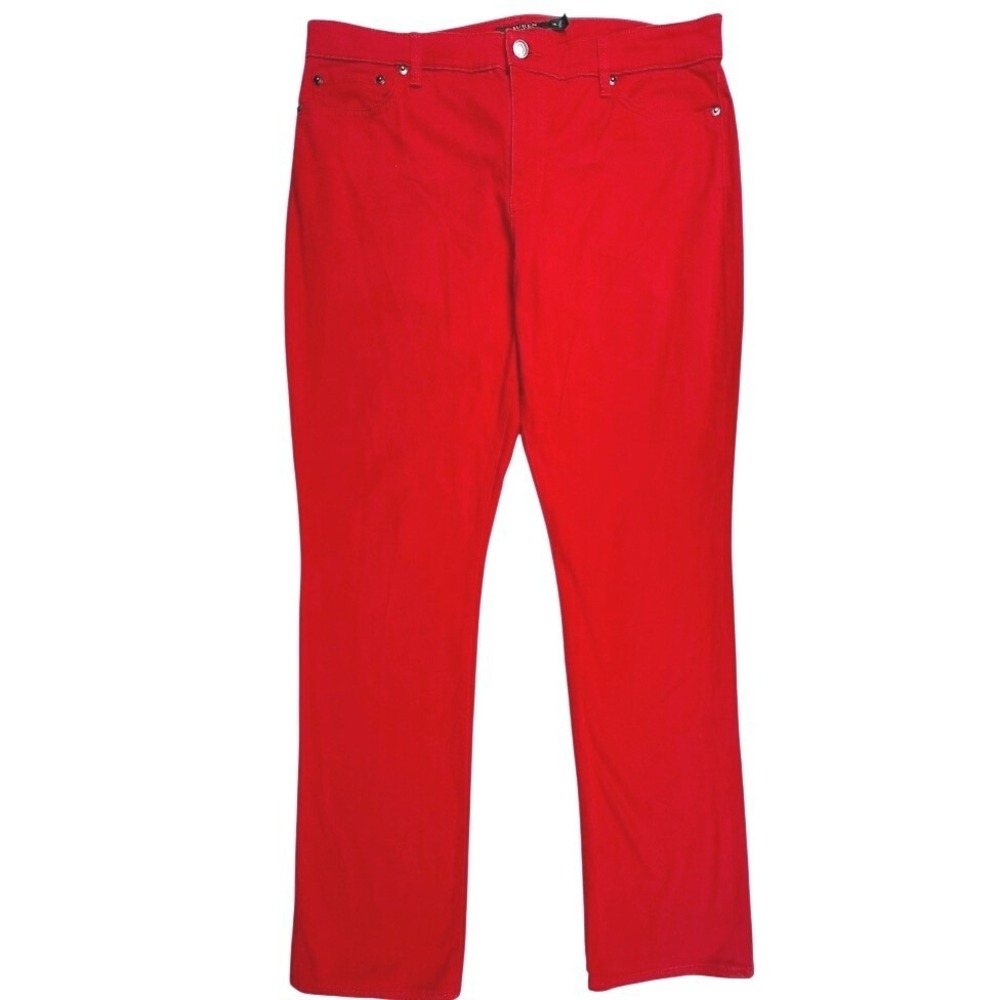 Lauren Ralph Lauren Premier Straight Red Jeans Womens 14 High Rise Stretch Pants - Picture 5 of 7